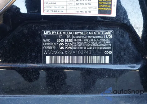 2007 Mercedes-Benz S 550 4Matic from USA, damaged, VIN WDDNG86X27A103743